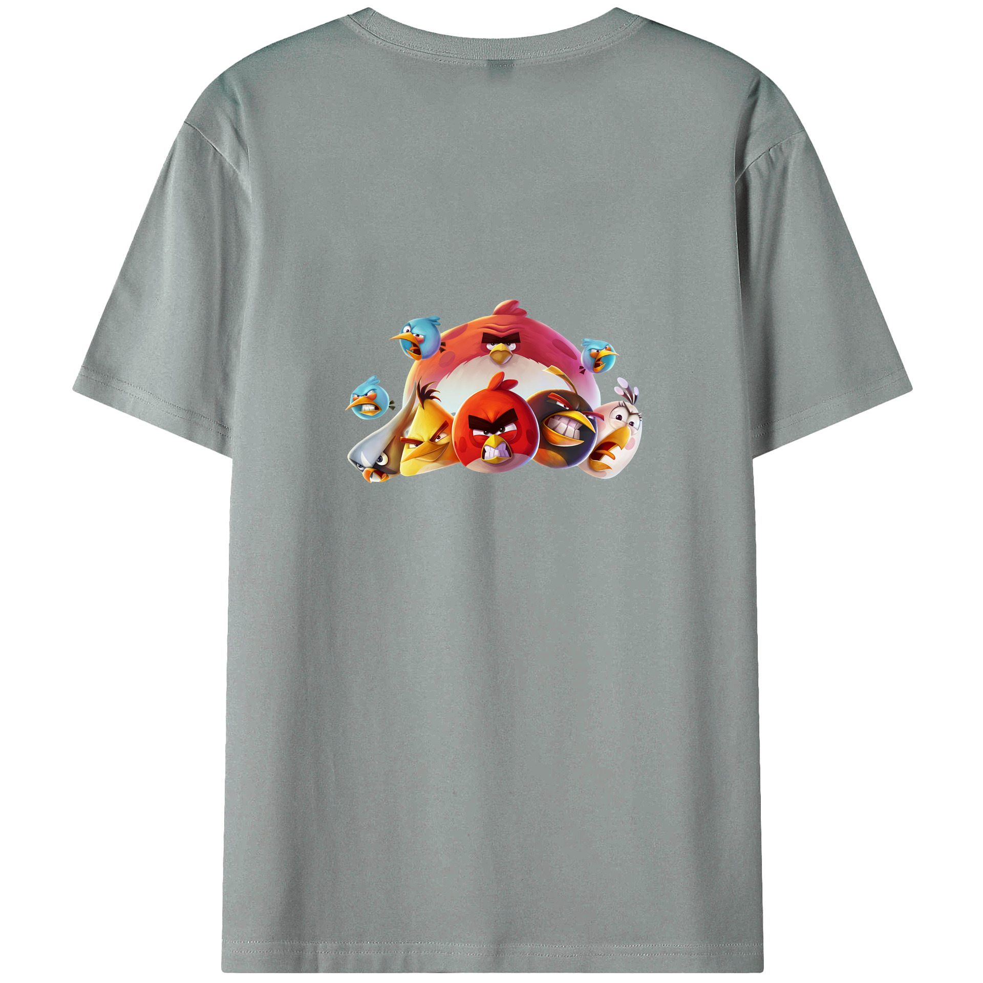 （画像用） Angry Birds アングリーバード 綿100％ メンズ半袖Tシャツ（バックプリント） 通気性